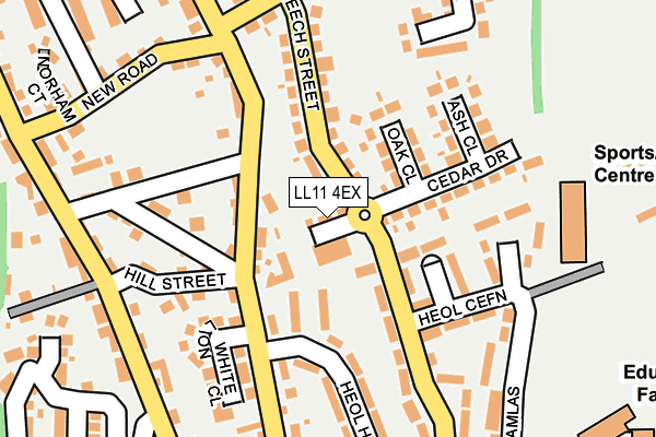 LL11 4EX map - OS OpenMap – Local (Ordnance Survey)