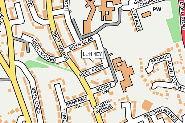 LL11 4EY map - OS OpenMap – Local (Ordnance Survey)