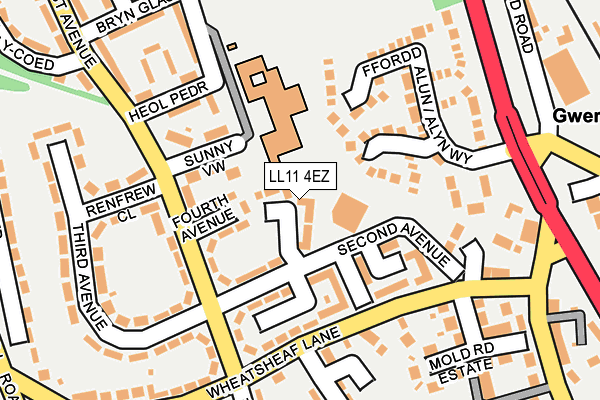 LL11 4EZ map - OS OpenMap – Local (Ordnance Survey)