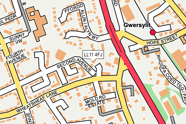 LL11 4FJ map - OS OpenMap – Local (Ordnance Survey)