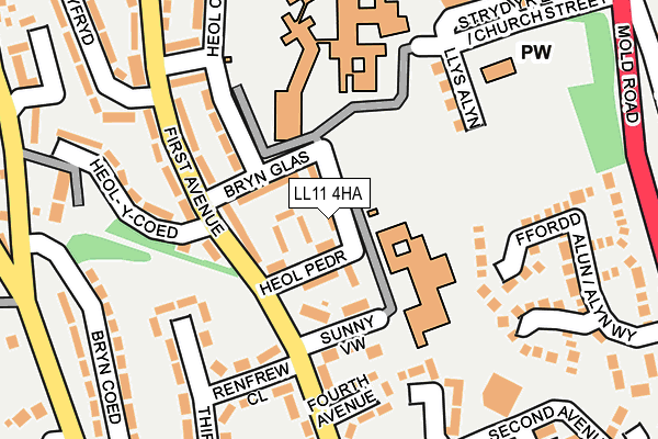 LL11 4HA map - OS OpenMap – Local (Ordnance Survey)