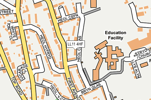 LL11 4HF map - OS OpenMap – Local (Ordnance Survey)