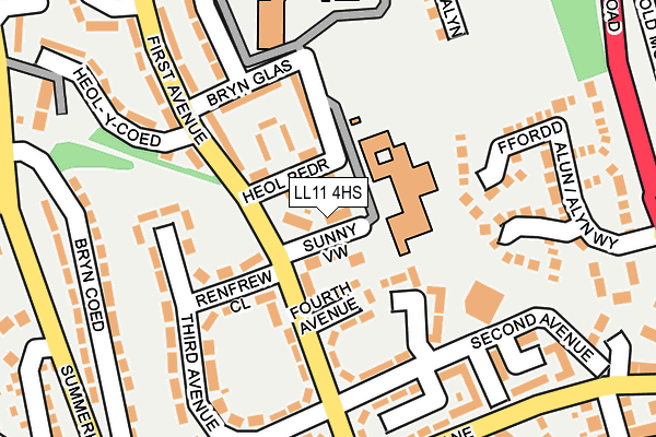 LL11 4HS map - OS OpenMap – Local (Ordnance Survey)