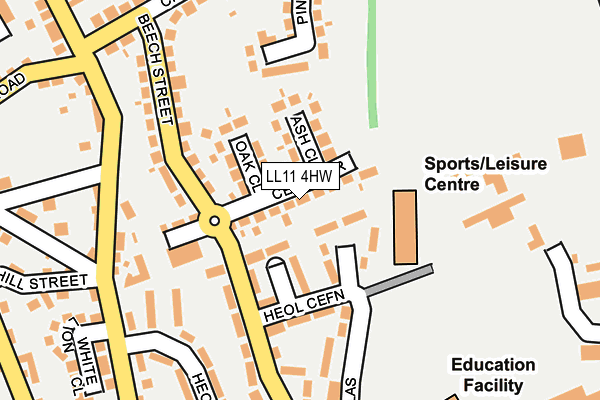 LL11 4HW map - OS OpenMap – Local (Ordnance Survey)