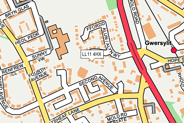 LL11 4HX map - OS OpenMap – Local (Ordnance Survey)