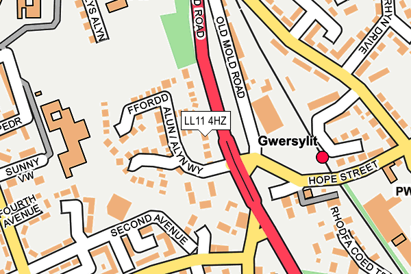 LL11 4HZ map - OS OpenMap – Local (Ordnance Survey)