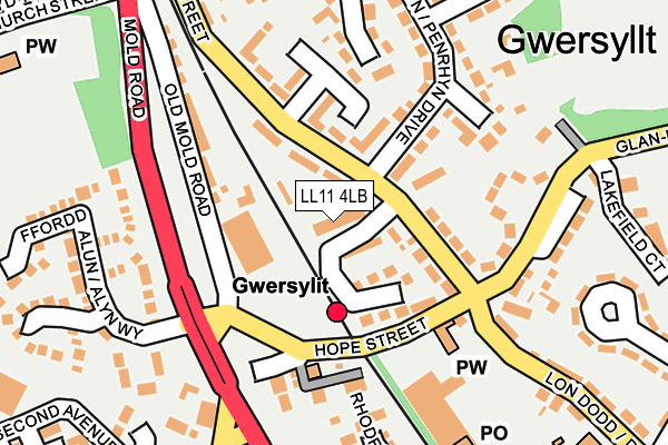 LL11 4LB map - OS OpenMap – Local (Ordnance Survey)