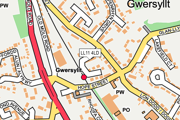LL11 4LD map - OS OpenMap – Local (Ordnance Survey)