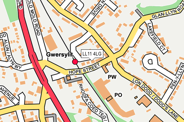 LL11 4LG map - OS OpenMap – Local (Ordnance Survey)