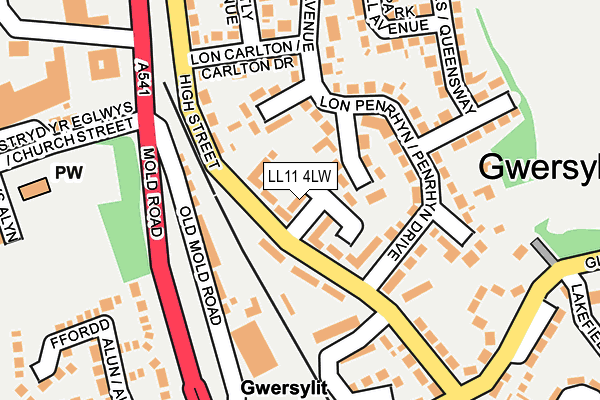 LL11 4LW map - OS OpenMap – Local (Ordnance Survey)