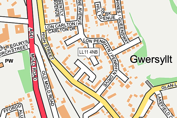 LL11 4NB map - OS OpenMap – Local (Ordnance Survey)