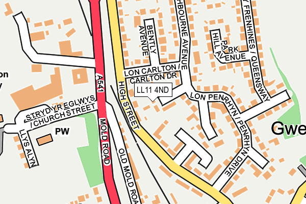 LL11 4ND map - OS OpenMap – Local (Ordnance Survey)