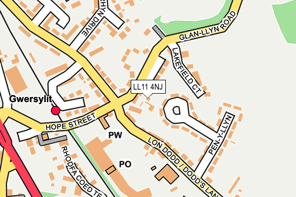 LL11 4NJ map - OS OpenMap – Local (Ordnance Survey)