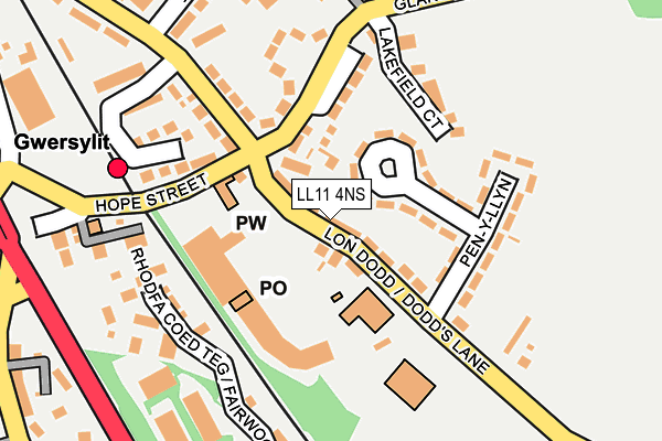 LL11 4NS map - OS OpenMap – Local (Ordnance Survey)