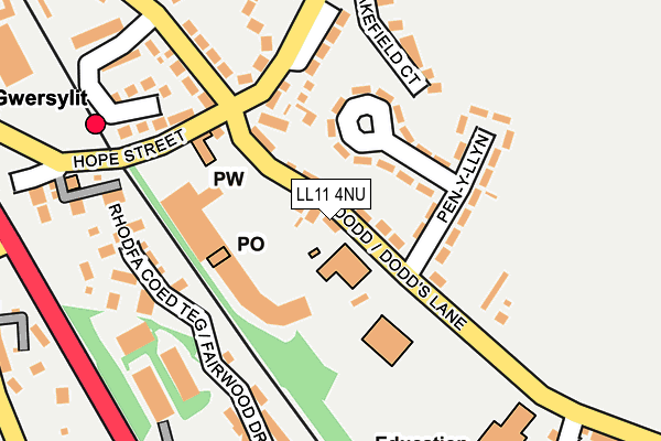 LL11 4NU map - OS OpenMap – Local (Ordnance Survey)