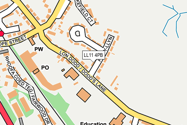 LL11 4PB map - OS OpenMap – Local (Ordnance Survey)
