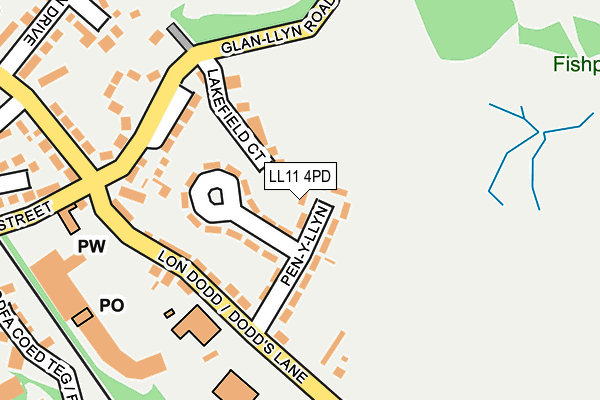 LL11 4PD map - OS OpenMap – Local (Ordnance Survey)
