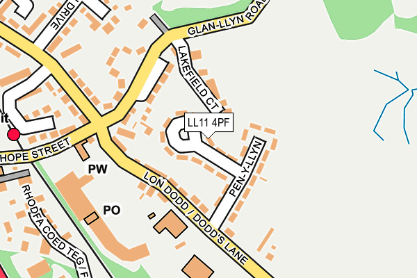 LL11 4PF map - OS OpenMap – Local (Ordnance Survey)