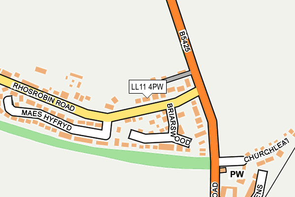 LL11 4PW map - OS OpenMap – Local (Ordnance Survey)