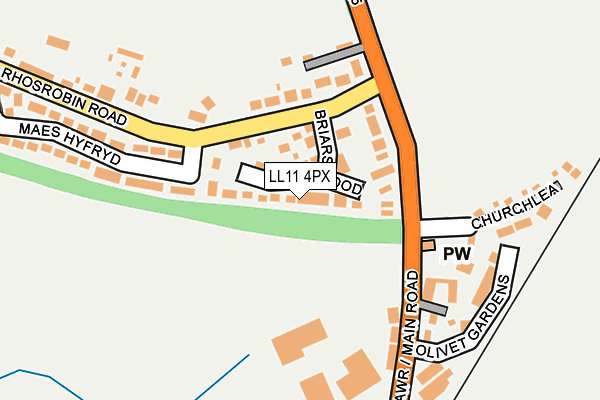 LL11 4PX map - OS OpenMap – Local (Ordnance Survey)