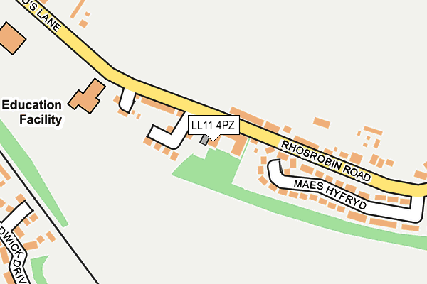 LL11 4PZ map - OS OpenMap – Local (Ordnance Survey)
