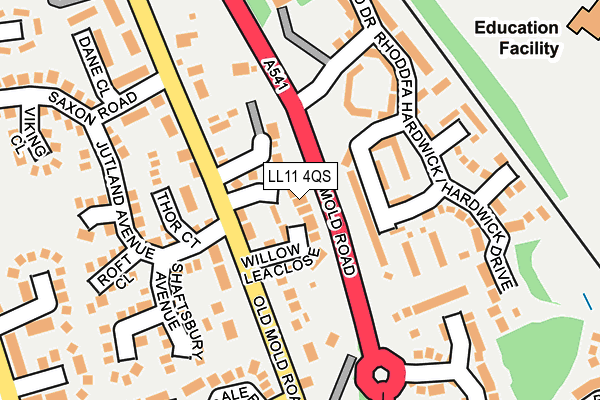 LL11 4QS map - OS OpenMap – Local (Ordnance Survey)