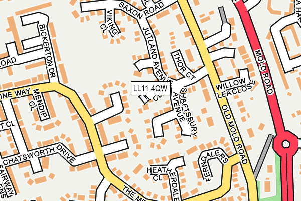 LL11 4QW map - OS OpenMap – Local (Ordnance Survey)