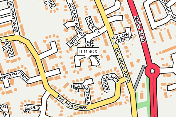 LL11 4QX map - OS OpenMap – Local (Ordnance Survey)