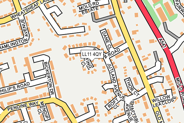 LL11 4QY map - OS OpenMap – Local (Ordnance Survey)