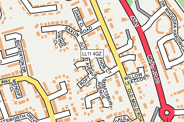LL11 4QZ map - OS OpenMap – Local (Ordnance Survey)