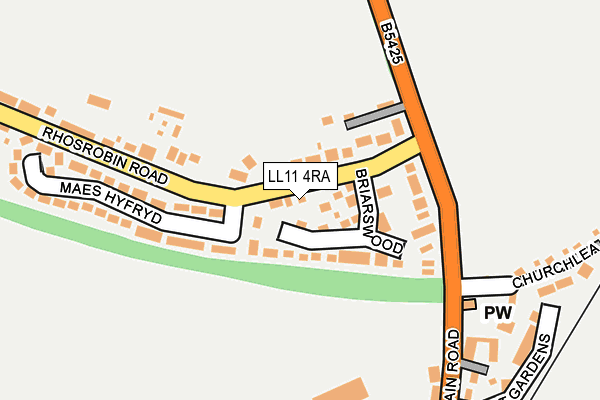 LL11 4RA map - OS OpenMap – Local (Ordnance Survey)