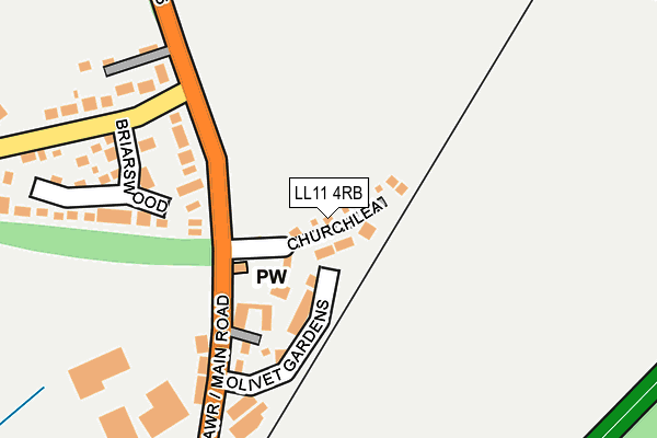 LL11 4RB map - OS OpenMap – Local (Ordnance Survey)