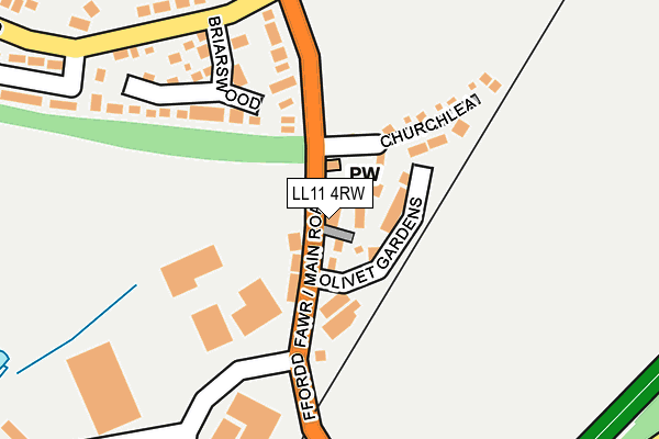 LL11 4RW map - OS OpenMap – Local (Ordnance Survey)