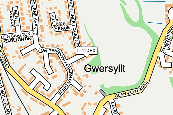LL11 4RX map - OS OpenMap – Local (Ordnance Survey)