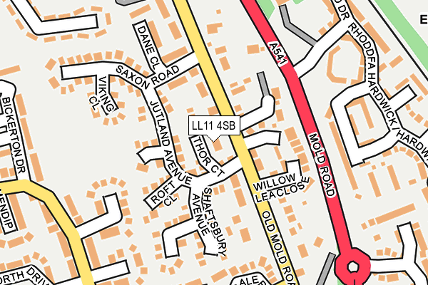 LL11 4SB map - OS OpenMap – Local (Ordnance Survey)