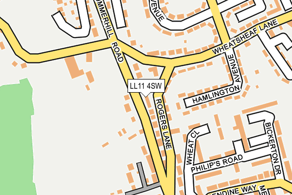 LL11 4SW map - OS OpenMap – Local (Ordnance Survey)