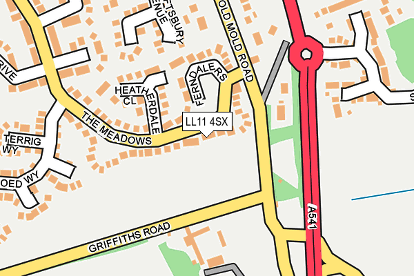 LL11 4SX map - OS OpenMap – Local (Ordnance Survey)
