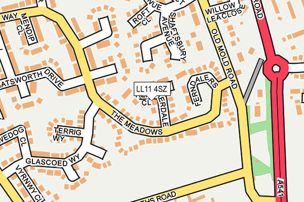LL11 4SZ map - OS OpenMap – Local (Ordnance Survey)