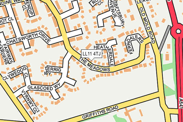 LL11 4TJ map - OS OpenMap – Local (Ordnance Survey)