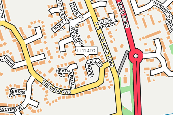 LL11 4TQ map - OS OpenMap – Local (Ordnance Survey)