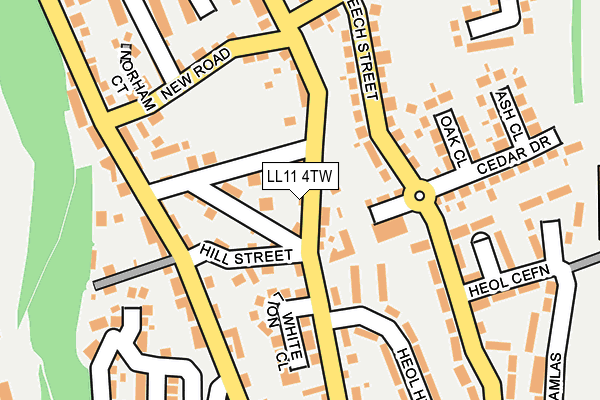 LL11 4TW map - OS OpenMap – Local (Ordnance Survey)