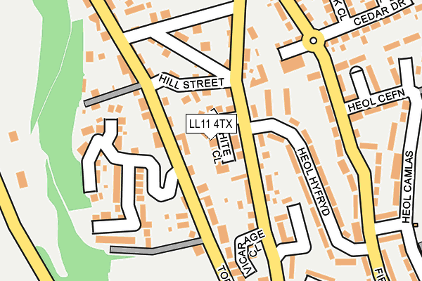 LL11 4TX map - OS OpenMap – Local (Ordnance Survey)
