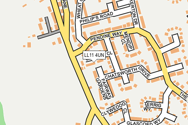 LL11 4UN map - OS OpenMap – Local (Ordnance Survey)