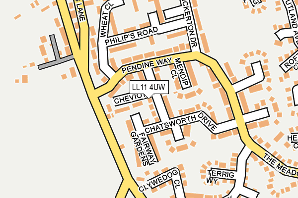 LL11 4UW map - OS OpenMap – Local (Ordnance Survey)