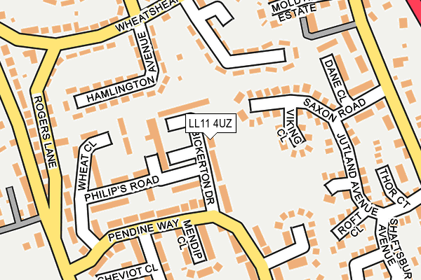 LL11 4UZ map - OS OpenMap – Local (Ordnance Survey)