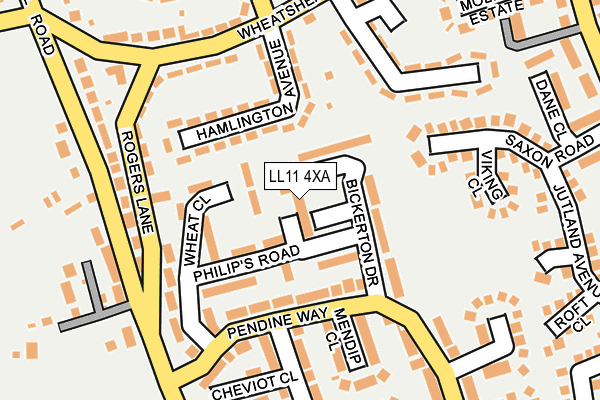 LL11 4XA map - OS OpenMap – Local (Ordnance Survey)