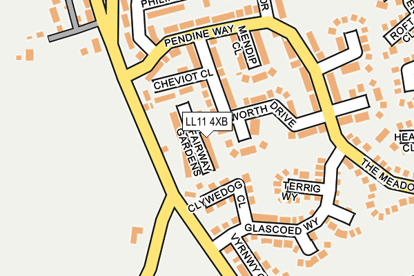 LL11 4XB map - OS OpenMap – Local (Ordnance Survey)