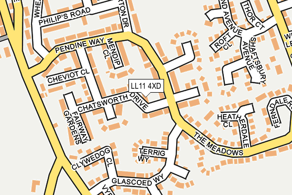 LL11 4XD map - OS OpenMap – Local (Ordnance Survey)