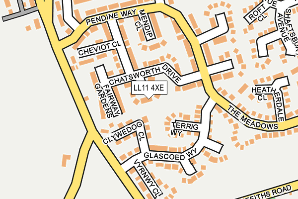 LL11 4XE map - OS OpenMap – Local (Ordnance Survey)