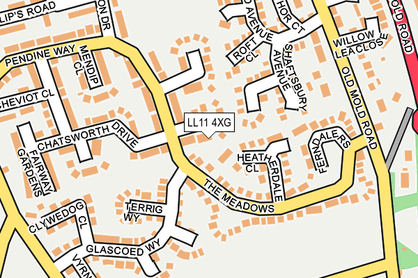 LL11 4XG map - OS OpenMap – Local (Ordnance Survey)